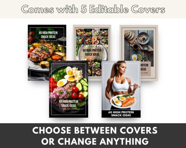 60 High Protein Snack Ideas Recipe Book with Master Resell Rights | Canva Template for 60 Low Carb Snack ideas MRR PLR Done-For-You DFY - Image 2